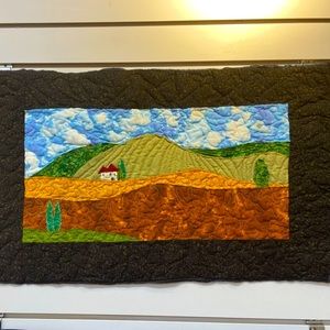 Quilted wall hanging of Italian landscape-Tuscany